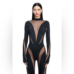 Mugler for H&M Mesh-paneled Bodysuit Black XL